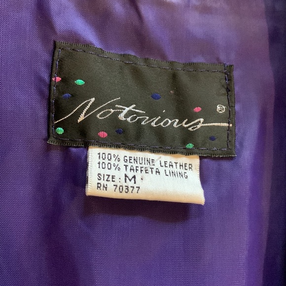 New Wave retro Vintage 80s purple genuine suede leather jacket size S M - Picture 3 of 13